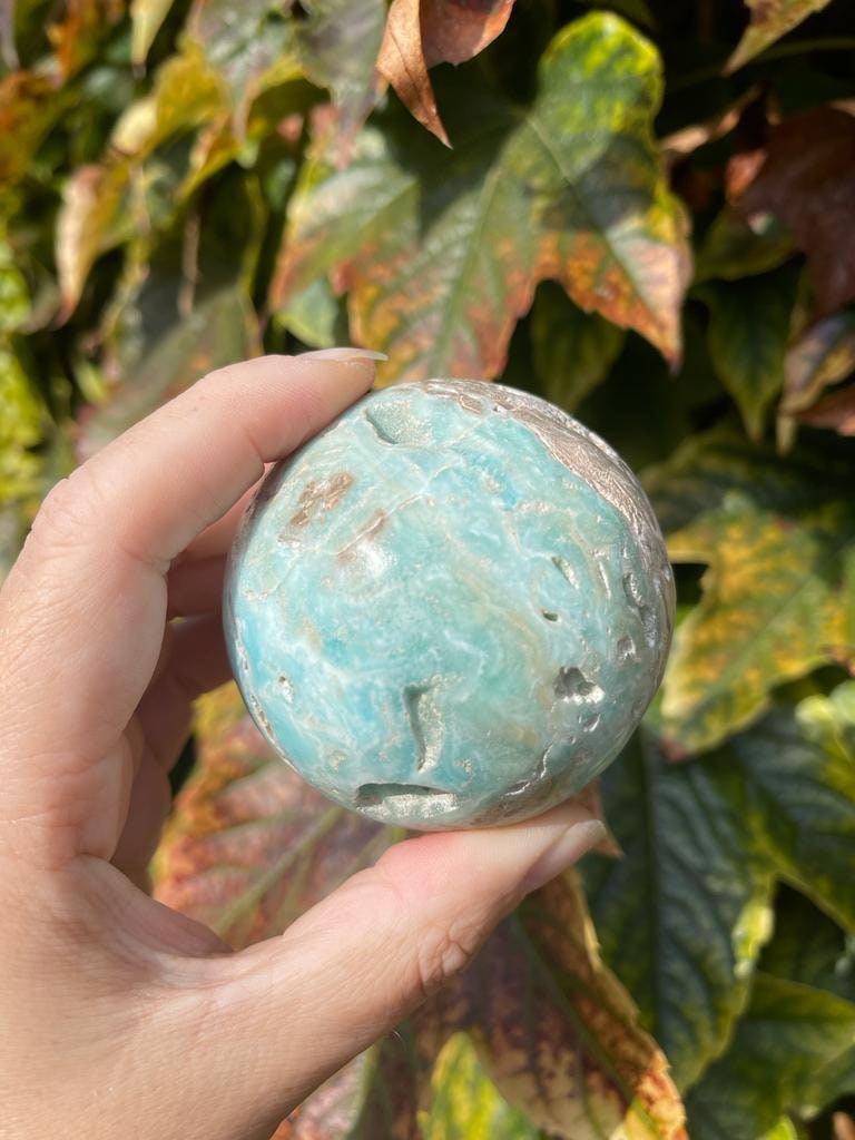 Beautiful large blue aragonite sphere from Indonesia 400g