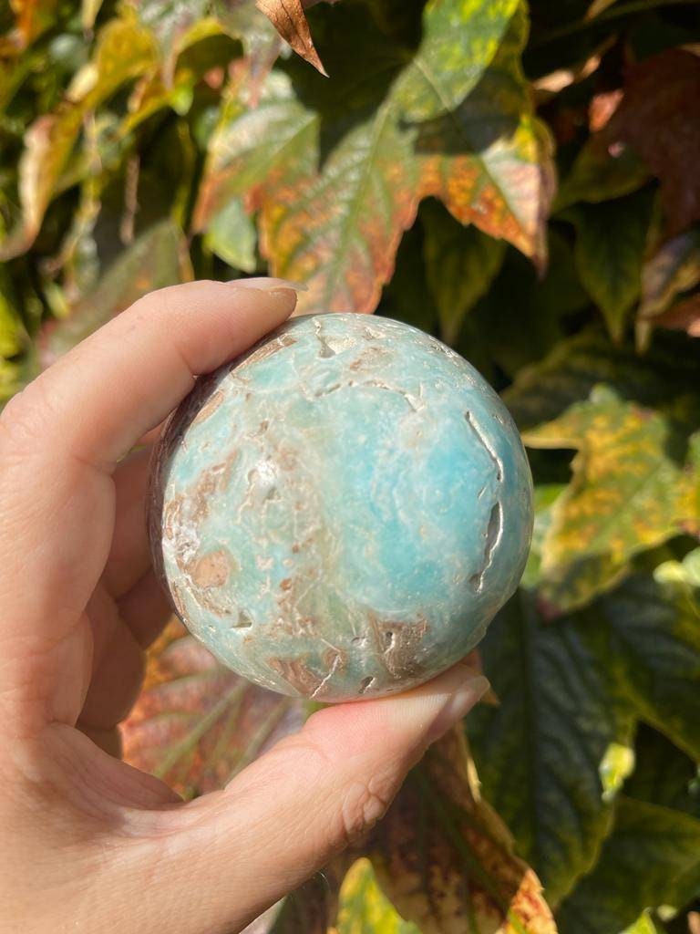 Beautiful large blue aragonite sphere from Indonesia 400g