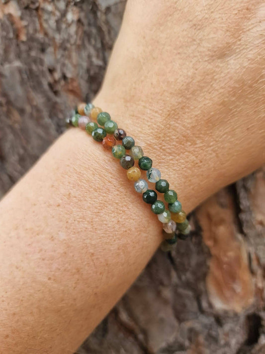 4mm Minimalist Indian Agate beaded bracelet