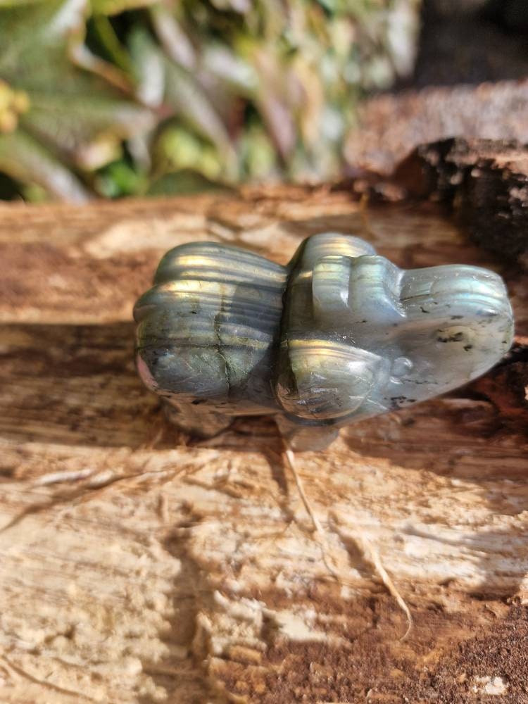 Beautiful flashy labradorite elephant carving