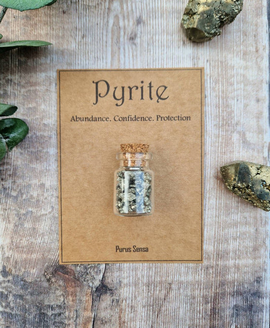 Pyrite wish bottle crystal gift.