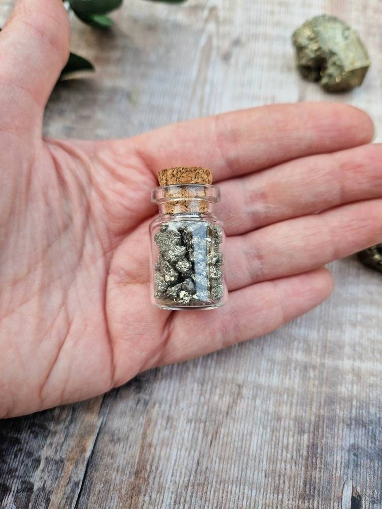 Pyrite wish bottle crystal gift.