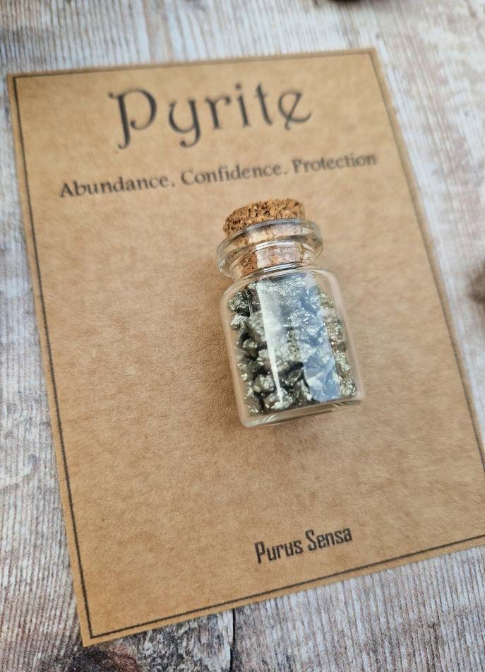 Pyrite wish bottle crystal gift.