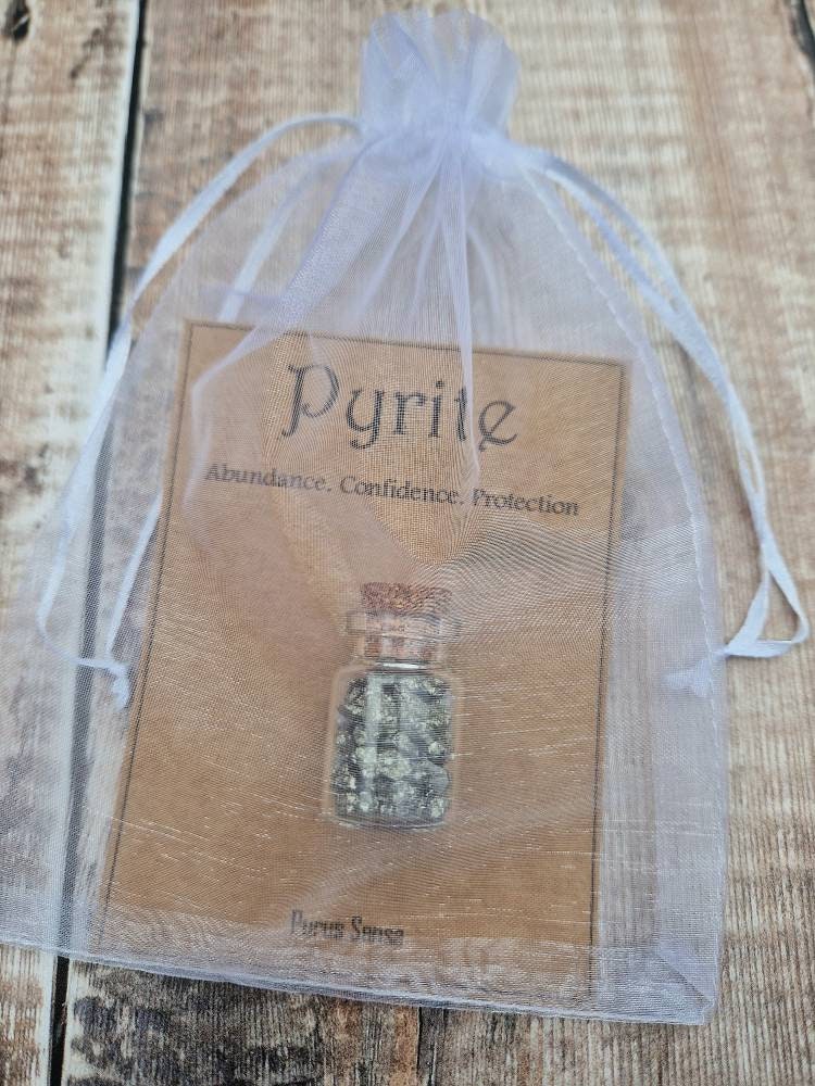 Pyrite wish bottle crystal gift.