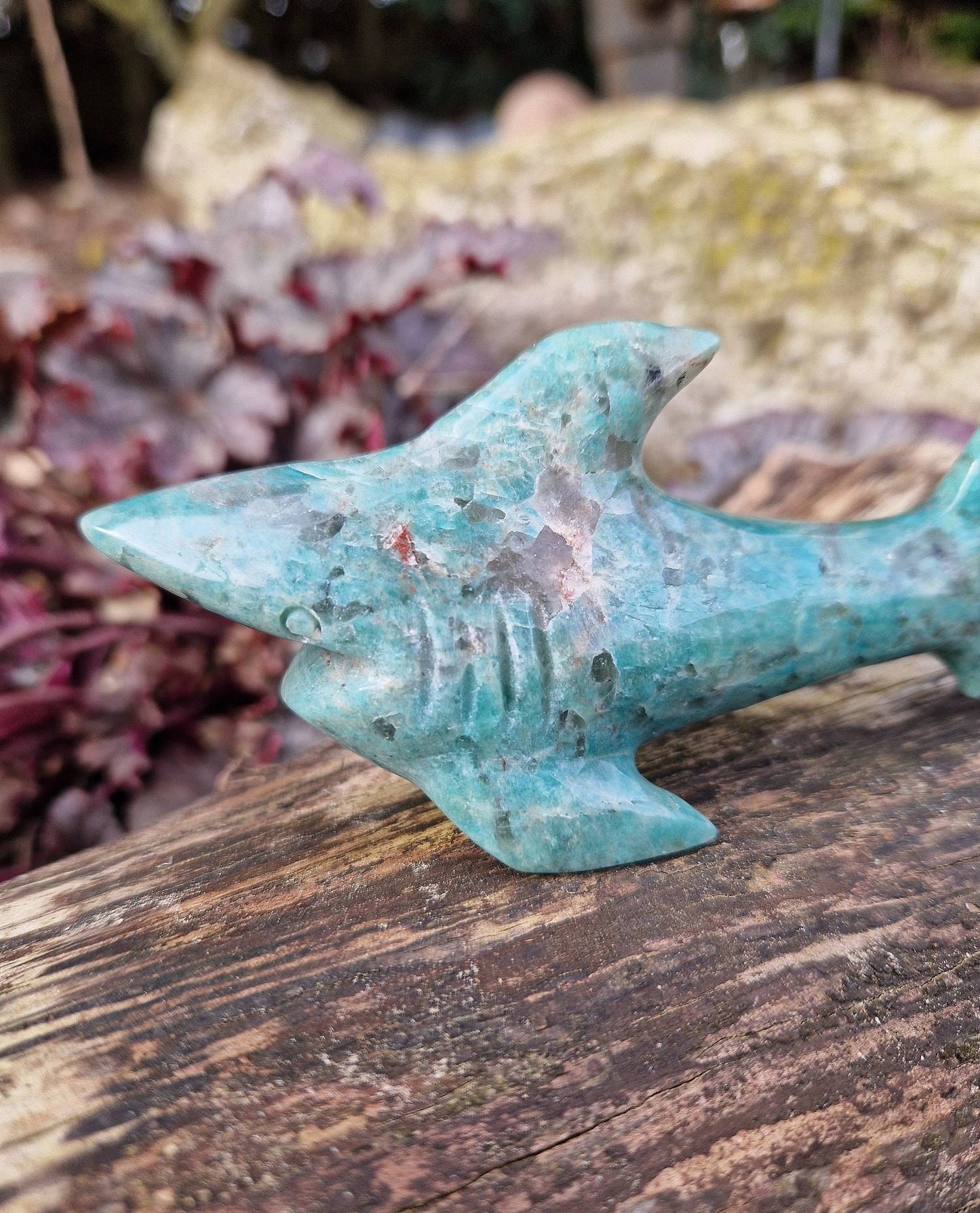 Beautiful amazonite shark crystal carving 159g. Premium quality