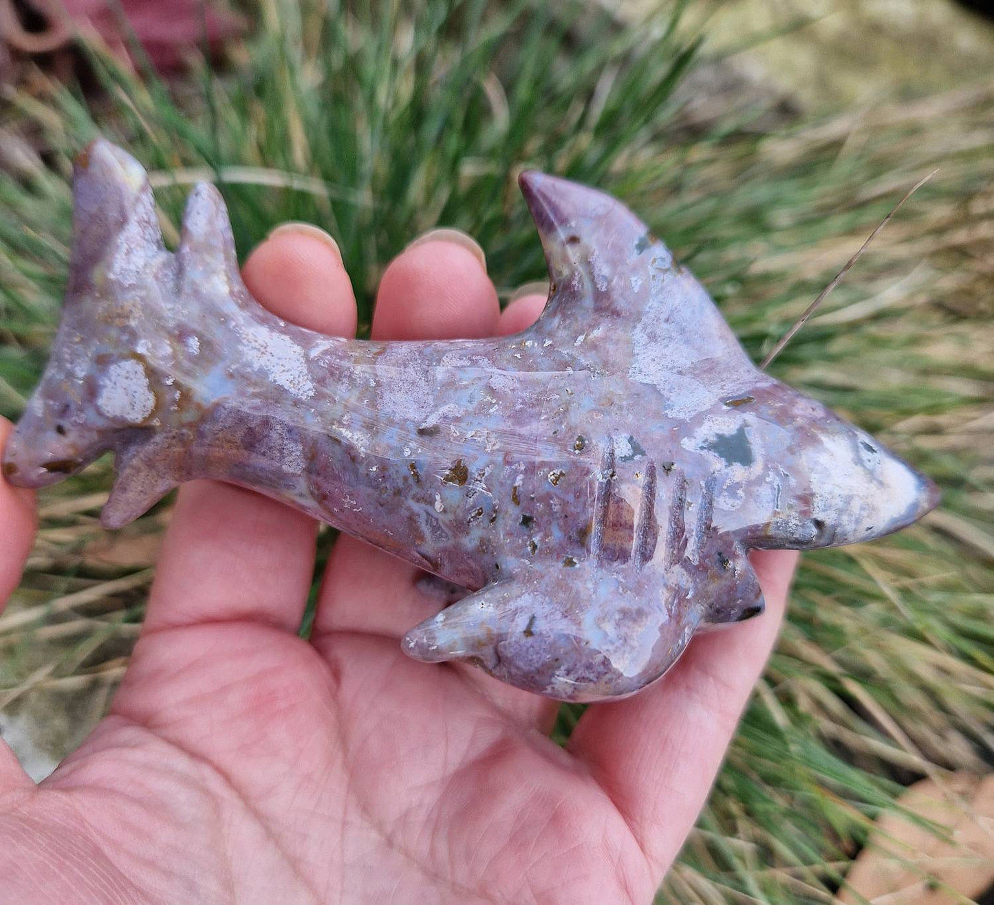 Beautiful large ocean jasper shark carving