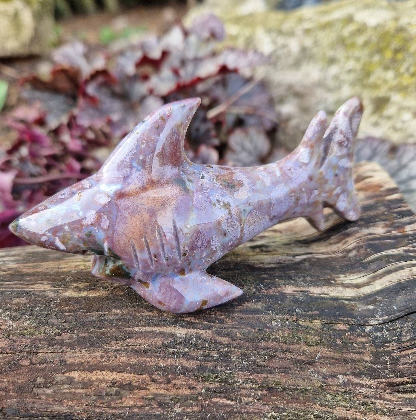 Beautiful large ocean jasper shark carving