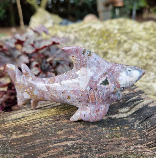 Beautiful large ocean jasper shark carving