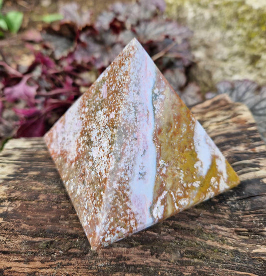 Beautiful large statement ocean jasper pyramid 660g