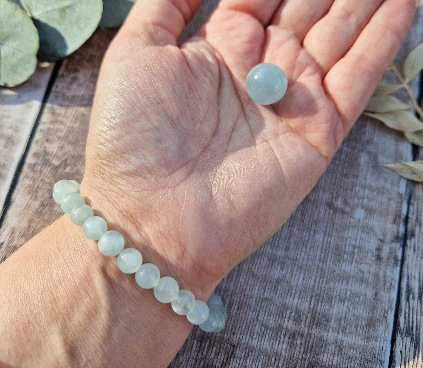 Beautiful aquamarine bracelet and mini sphere set