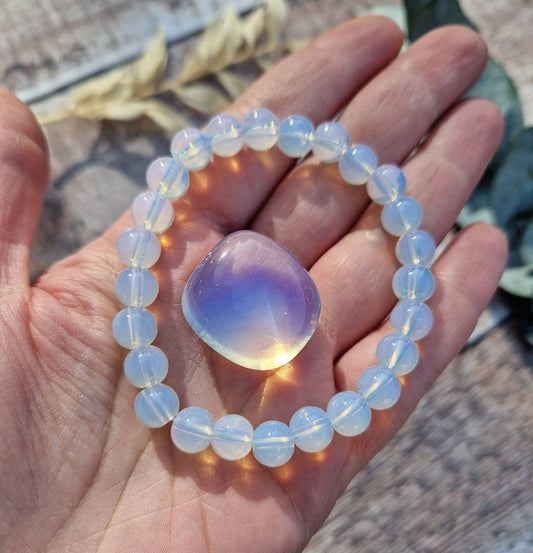 Beautiful opalite bracelet and tumble stone set