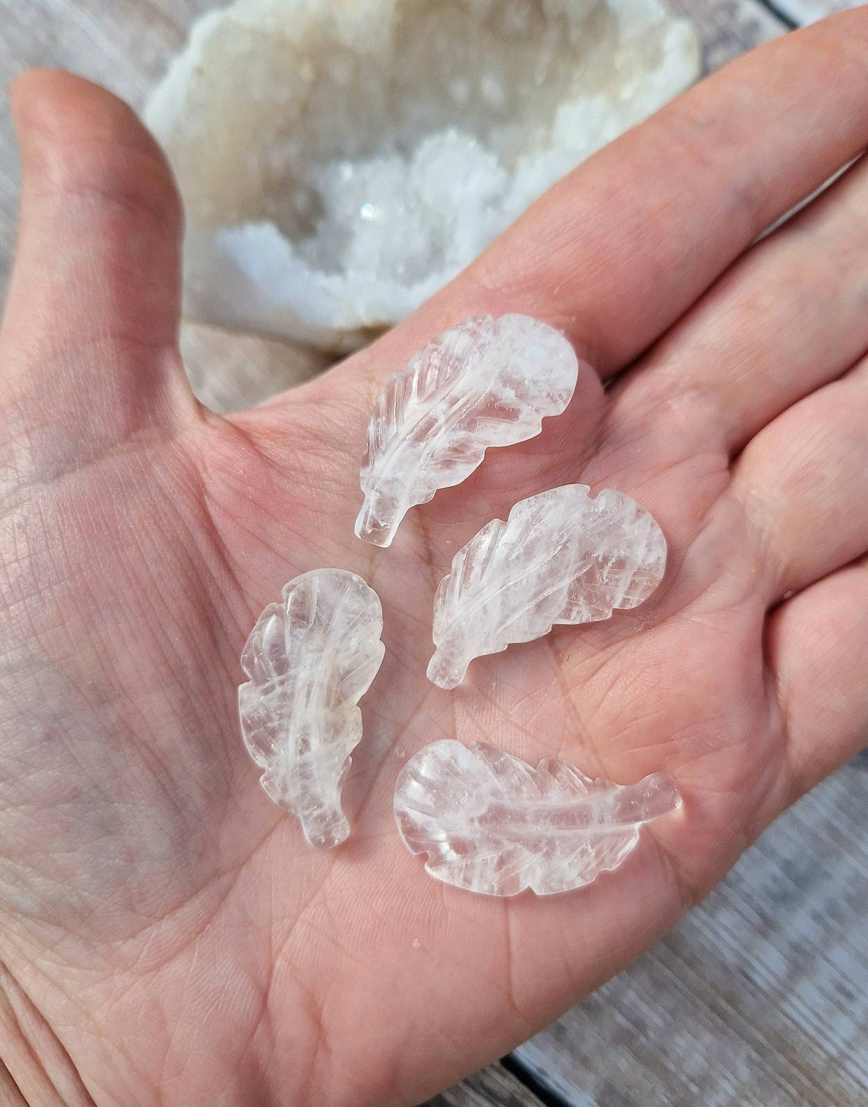 Clear quartz feather crystal gift for grief, loss, Memorial