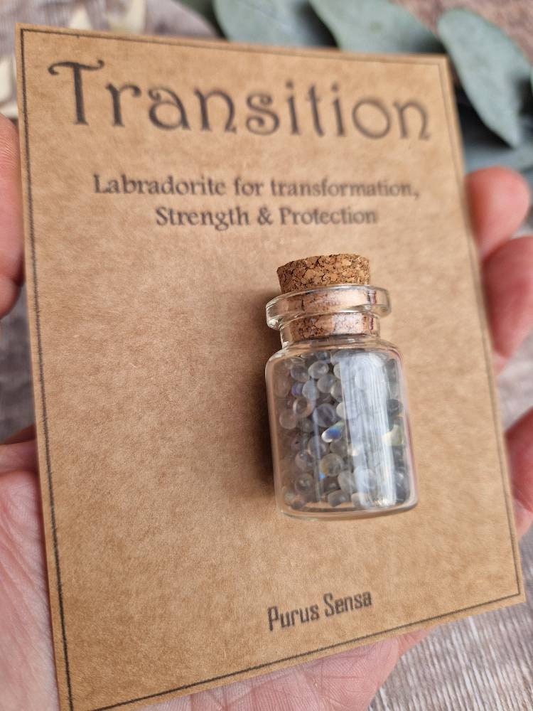 Transition Labradorite wish bottle gift