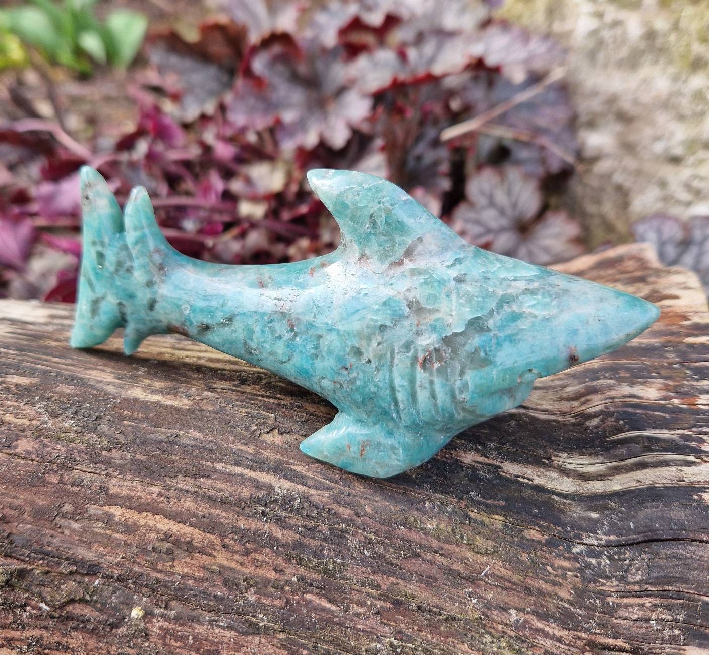 Beautiful amazonite shark crystal carving 159g. Premium quality