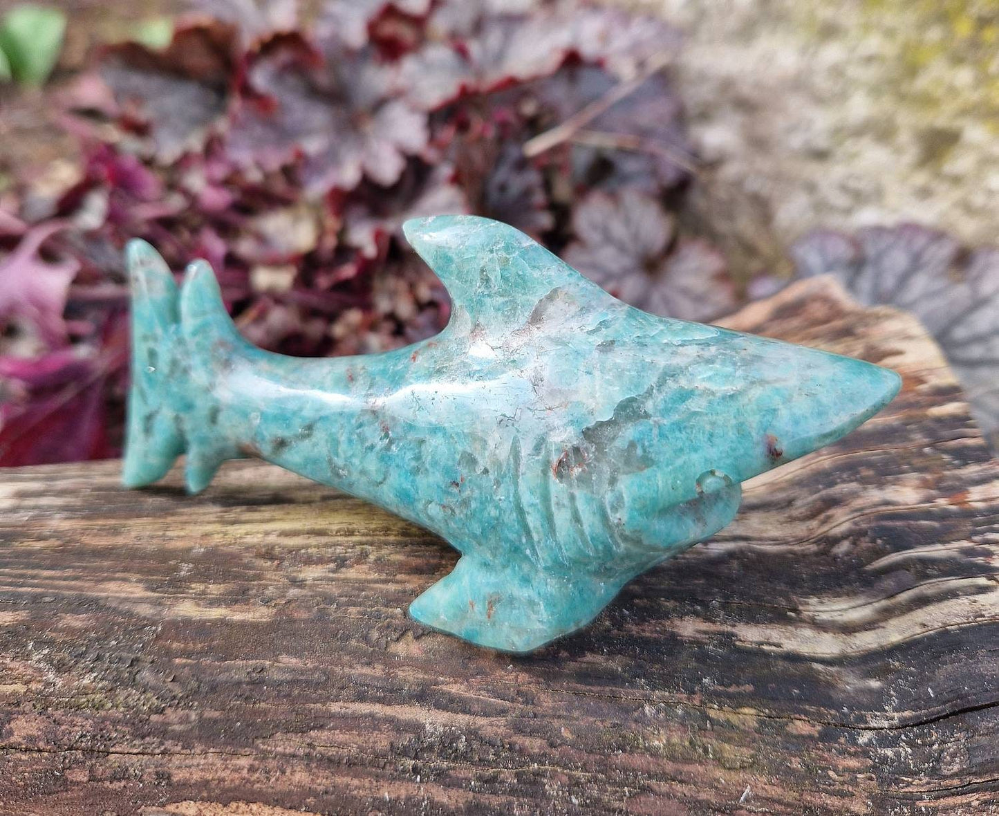 Beautiful amazonite shark crystal carving 159g. Premium quality