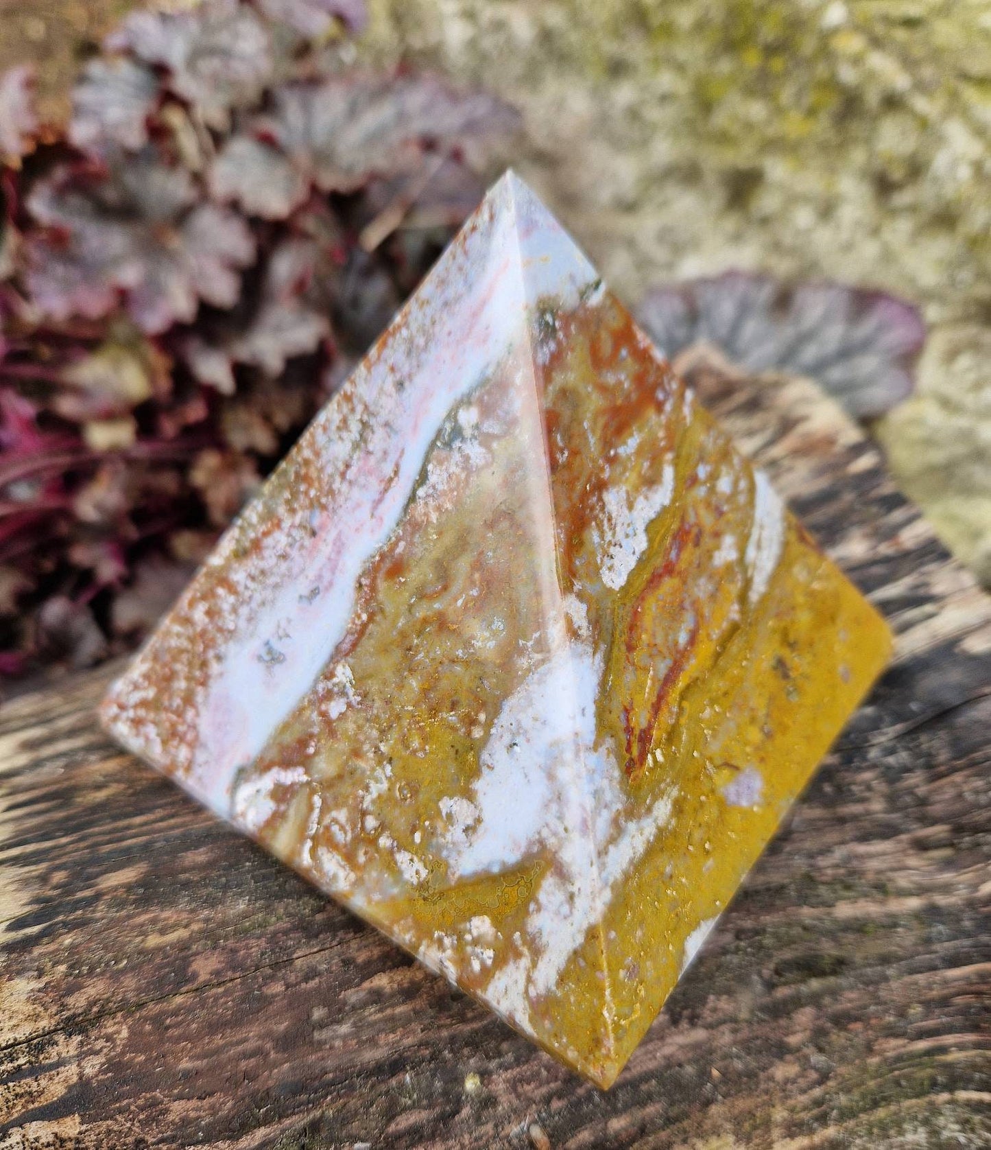 Beautiful large statement ocean jasper pyramid 660g