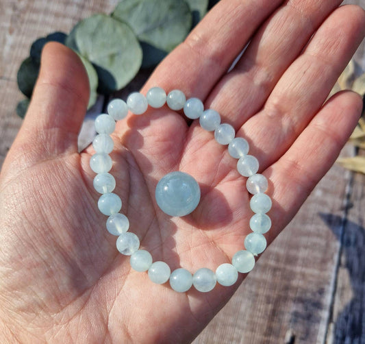 Beautiful aquamarine bracelet and mini sphere set