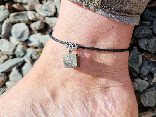 Pyrite adjustable cord anklet