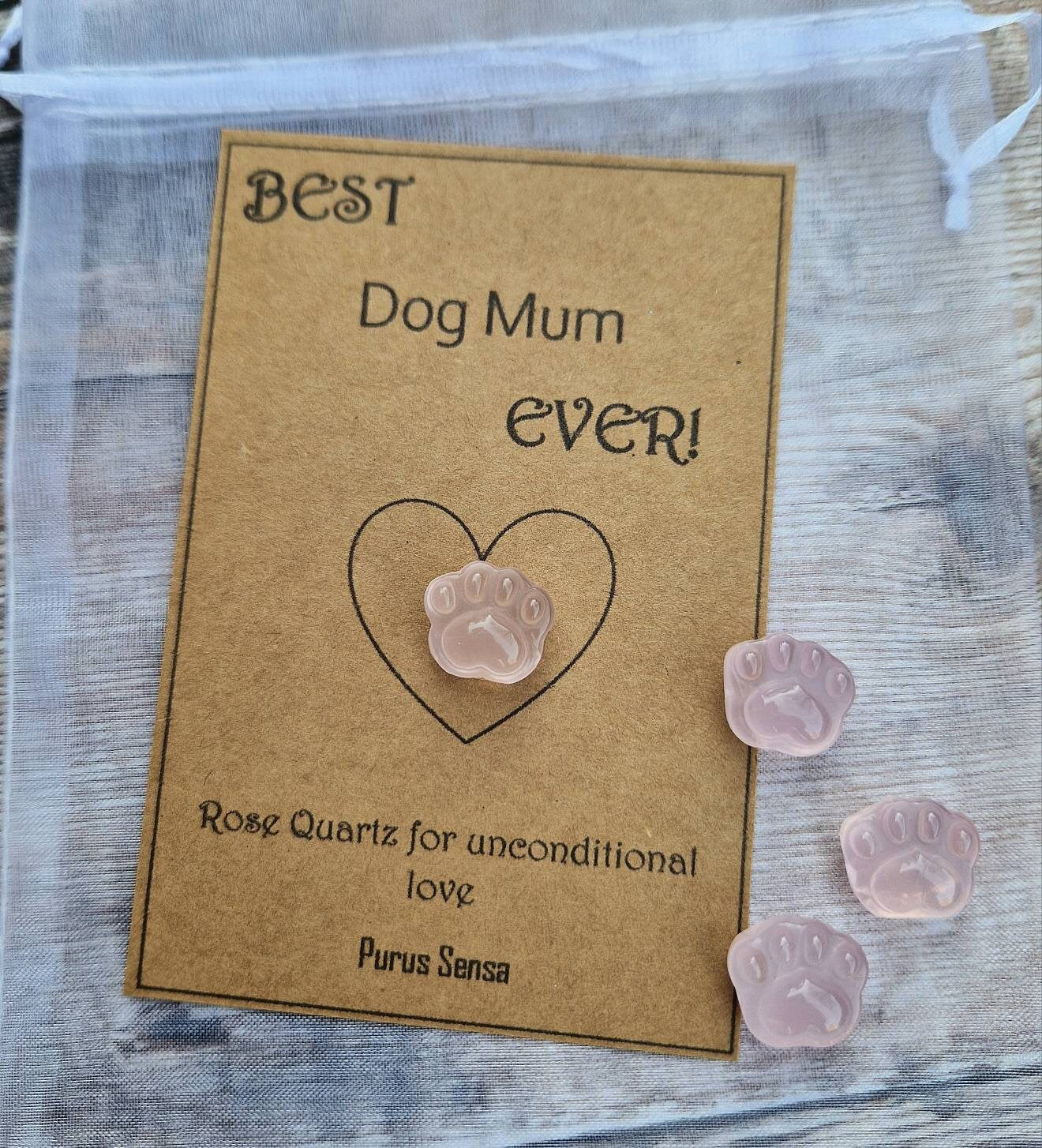 Crystal gift for dog mum. Best dog mum. Rose quartz for dog mum / mummy. Keep sake gift.