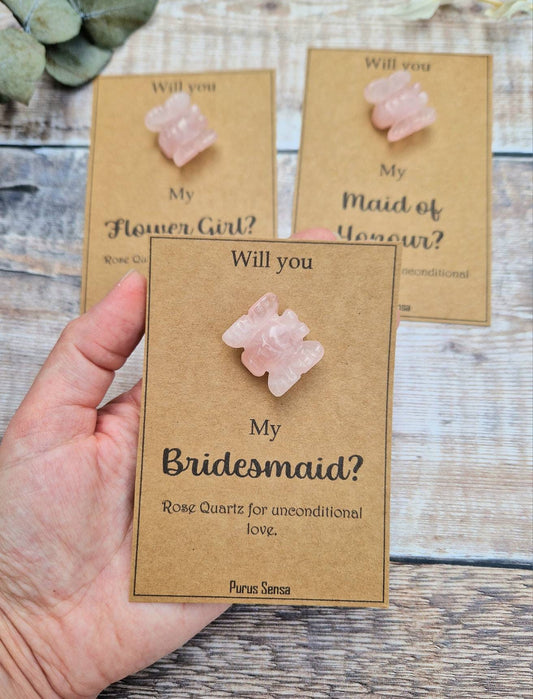 Rose quartz  bridesmaid / maid of honour / flower girl gift