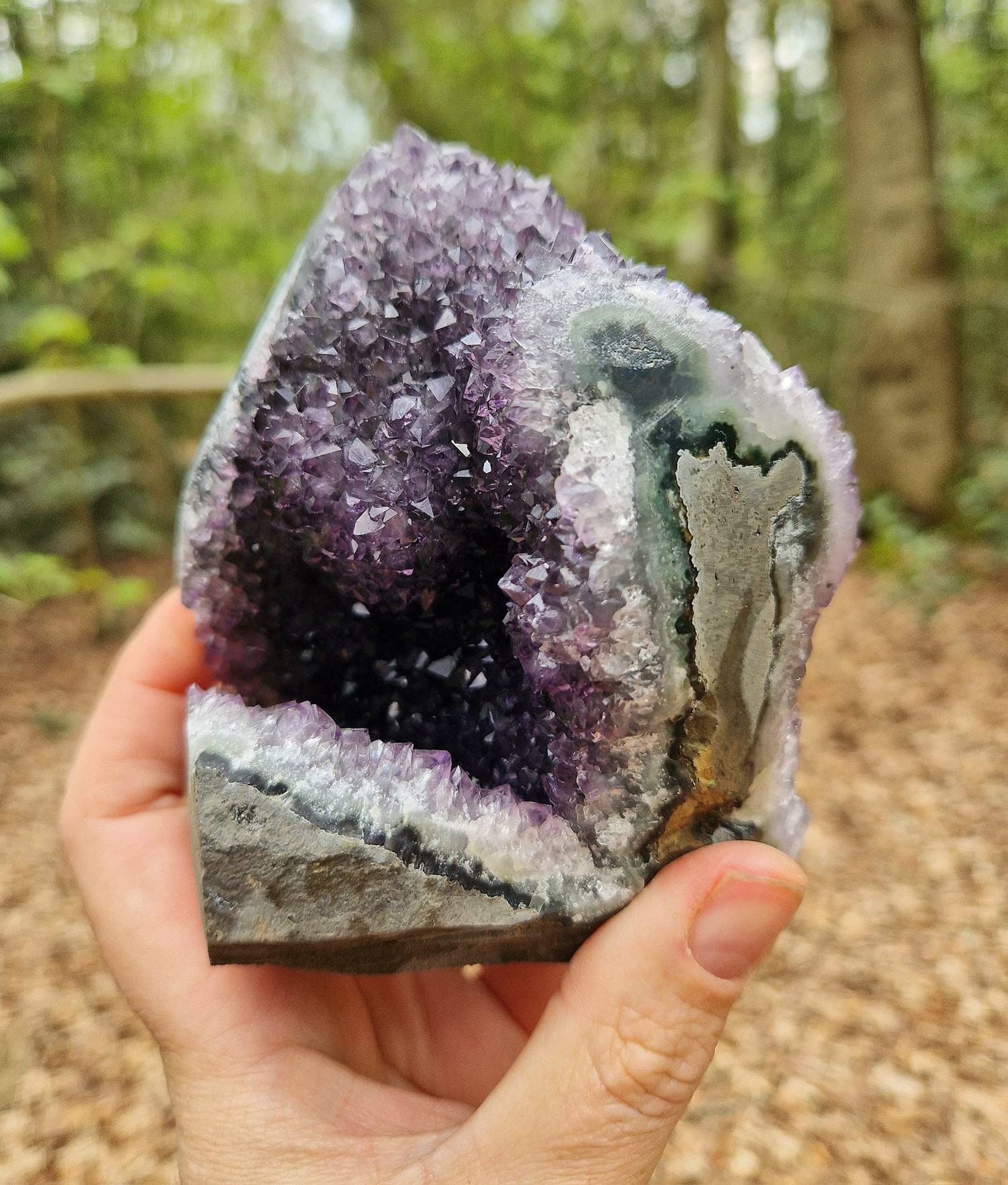 Beautiful amethyst geode 880g. Double sided amethyst cathedral geode. Large statement amethyst. Unique