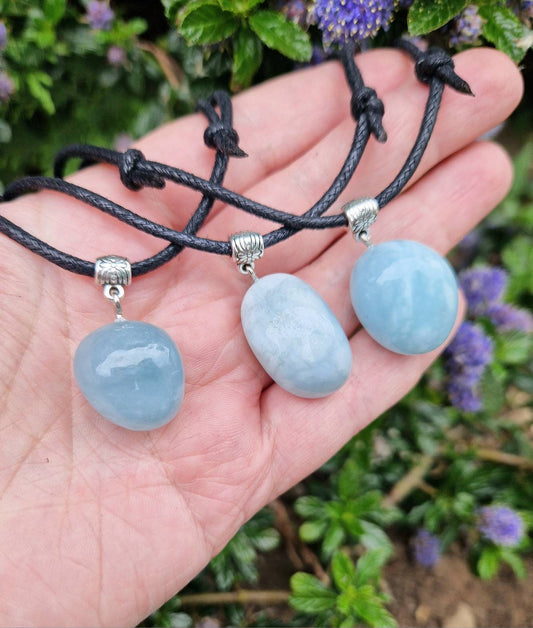 Beautiful Aquamarine Cord Necklace