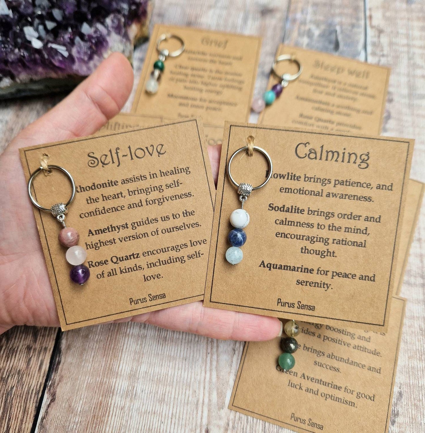 Healing gemstone keyring