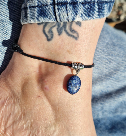 Beautiful lapis lazuli cord anklet