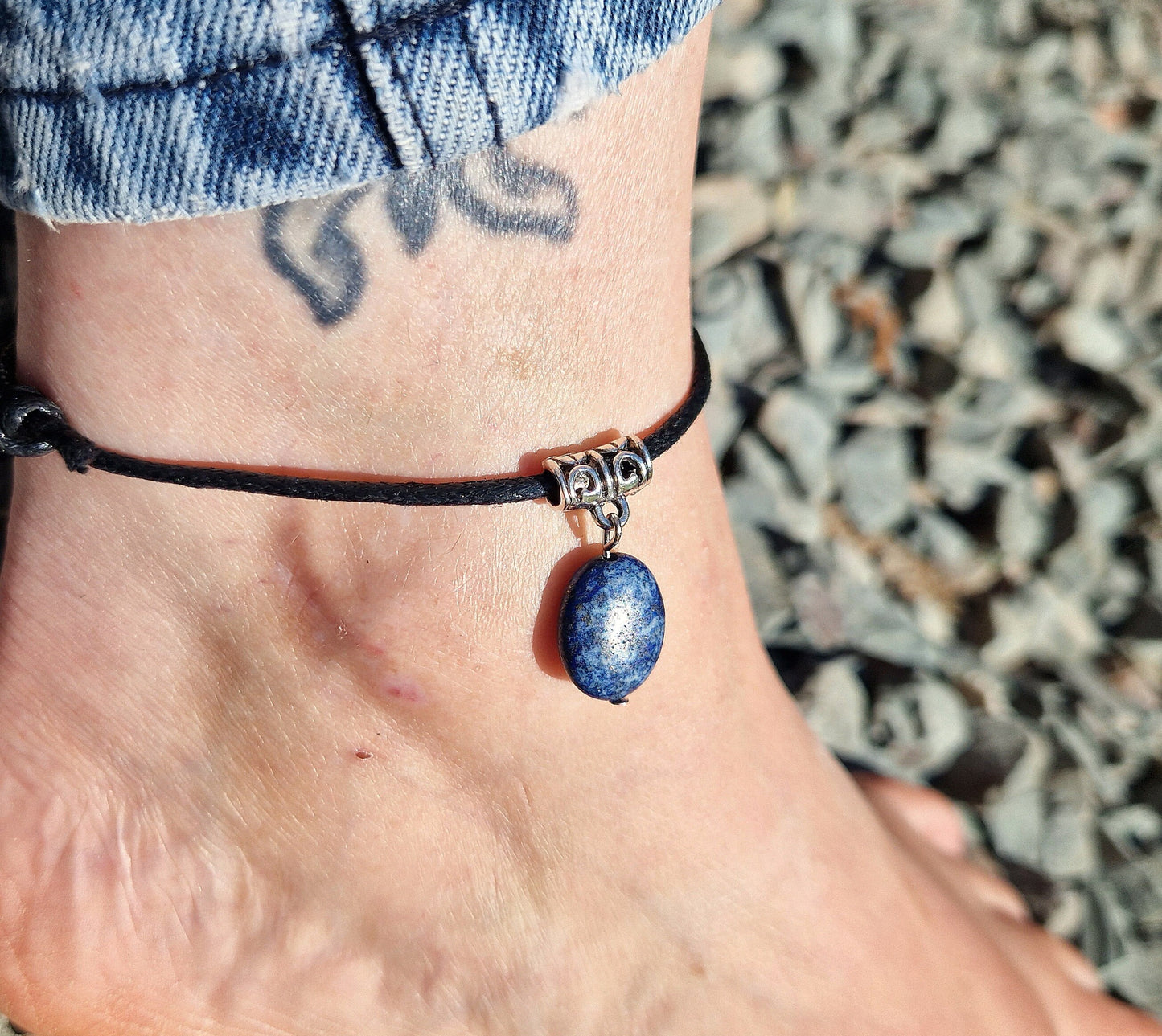 Beautiful lapis lazuli cord anklet