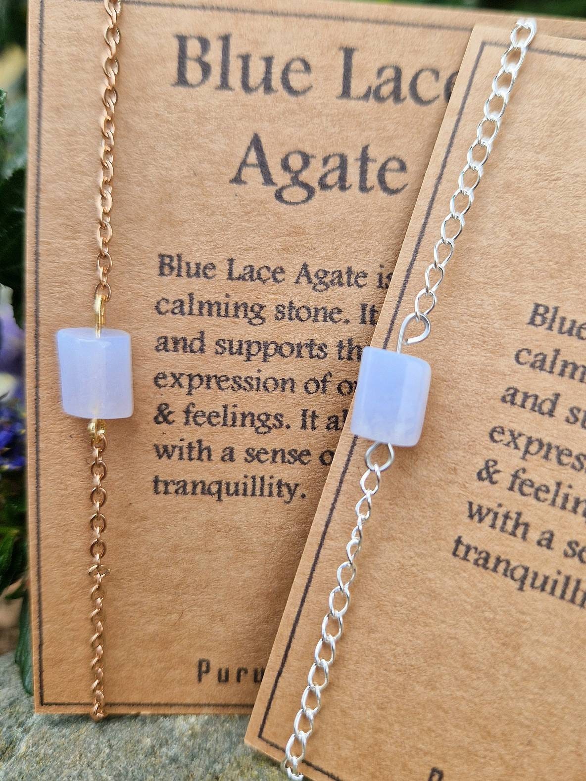 Beautiful blue lace agate chain bracelet