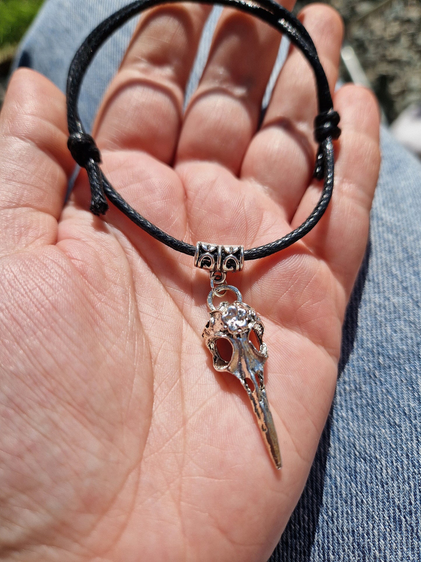 Raven skull adjustable anklet