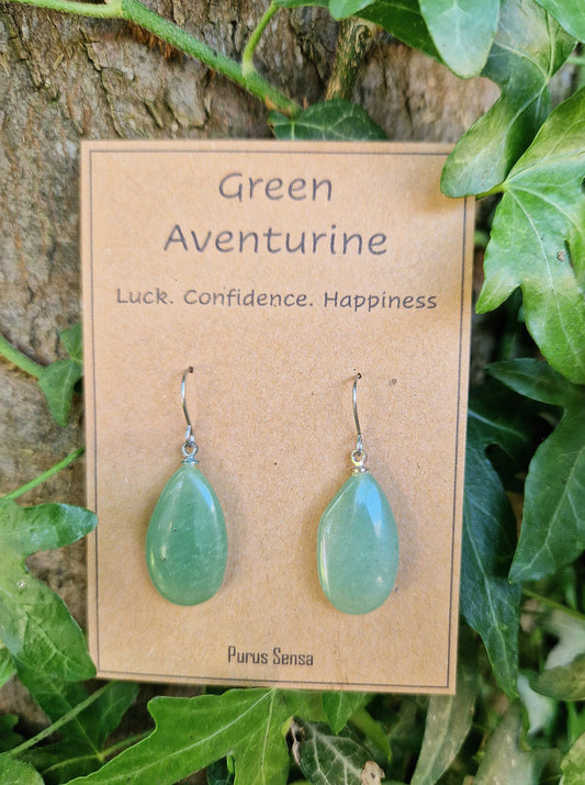 Beautiful green aventurine Surgical steel dangle earrings