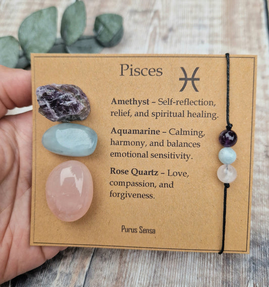 PISCES bracelet / anklet crystal gift set