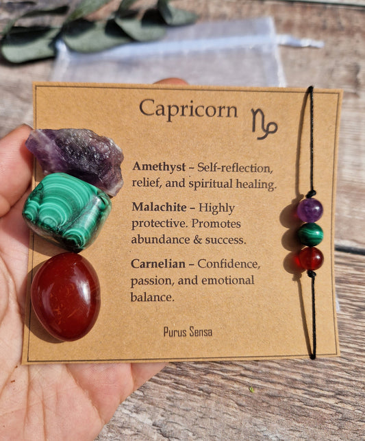 CAPRICORN bracelet / anklet crystal gift set