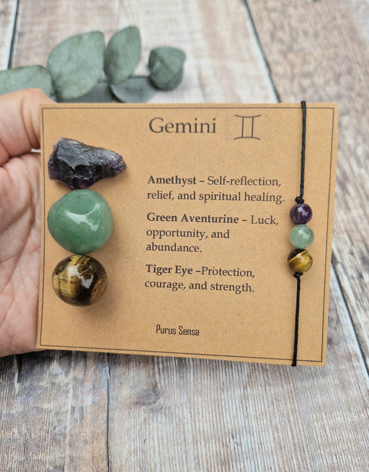 GEMINI bracelet / anklet crystal gift set