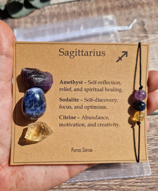 SAGITTARIUS bracelet / anklet crystal gift set