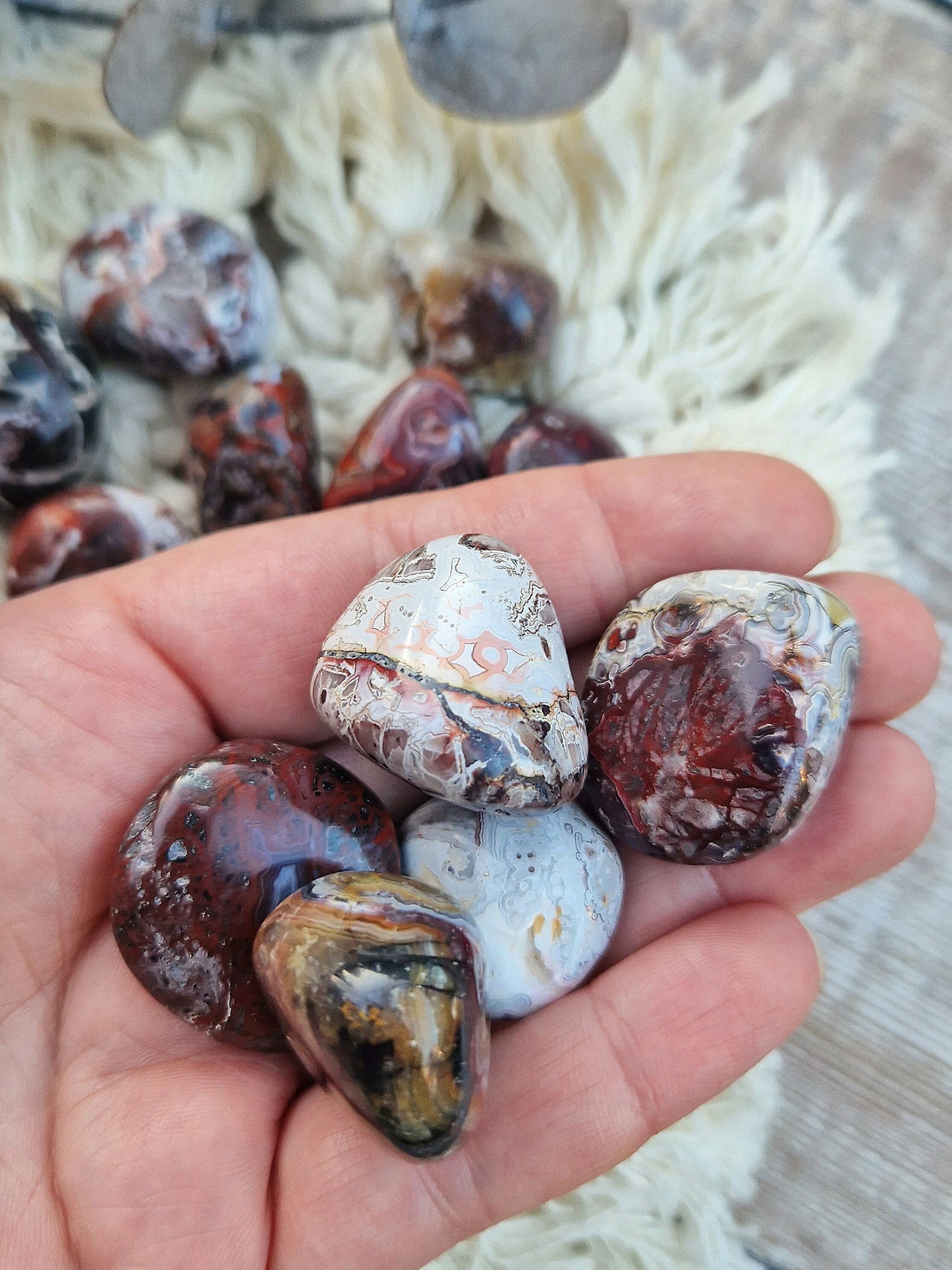 Beautiful Mexican agate. Crazy lace agate. Red Mexican agate tumble stone