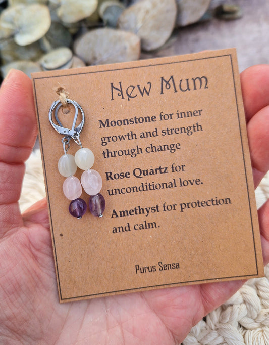 Crystal earrings for a new mum, Mum to be