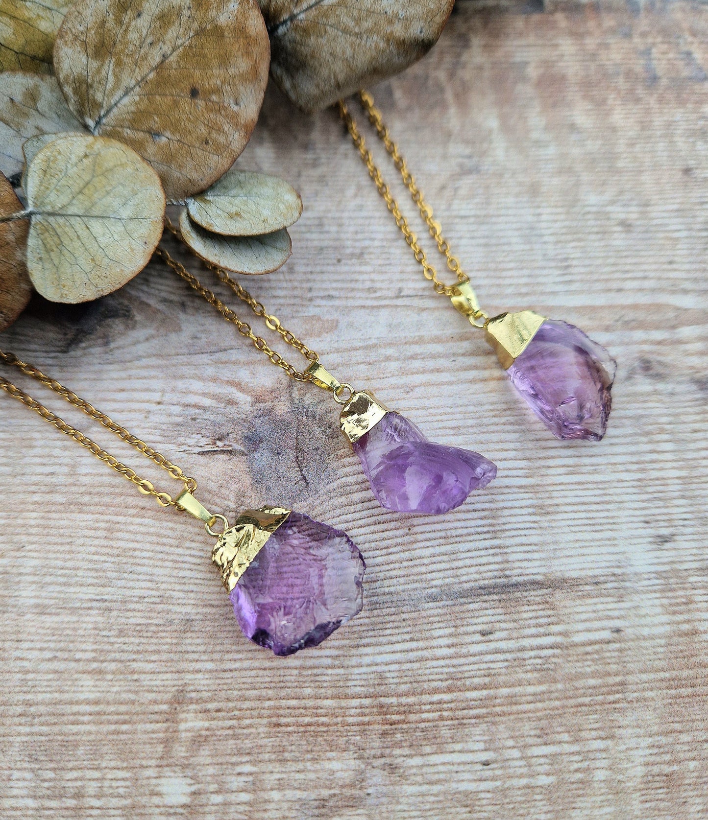 Beautiful gold dipped amethyst pendant necklace