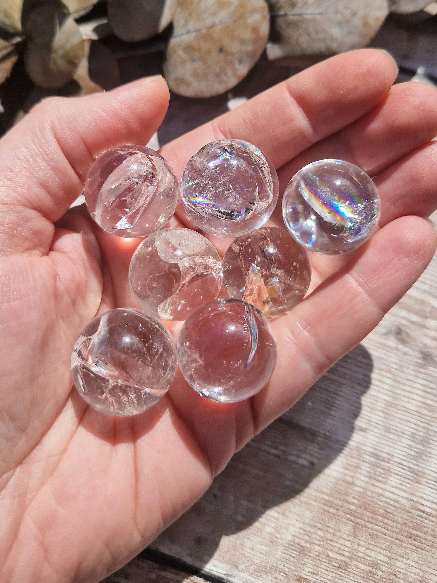 Beautiful premium quality clear Quartz mini sphere with rainbows 20-23mm