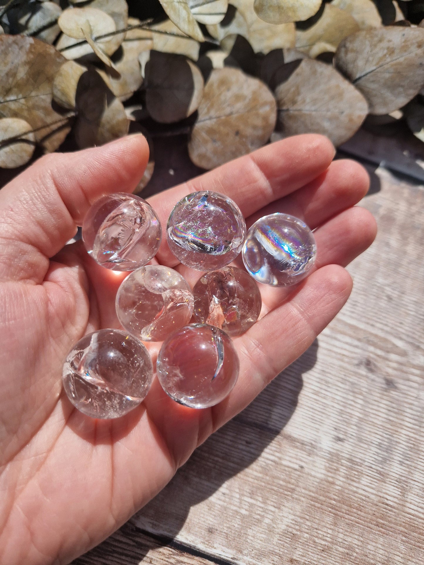 Beautiful premium quality clear Quartz mini sphere with rainbows 20-23mm