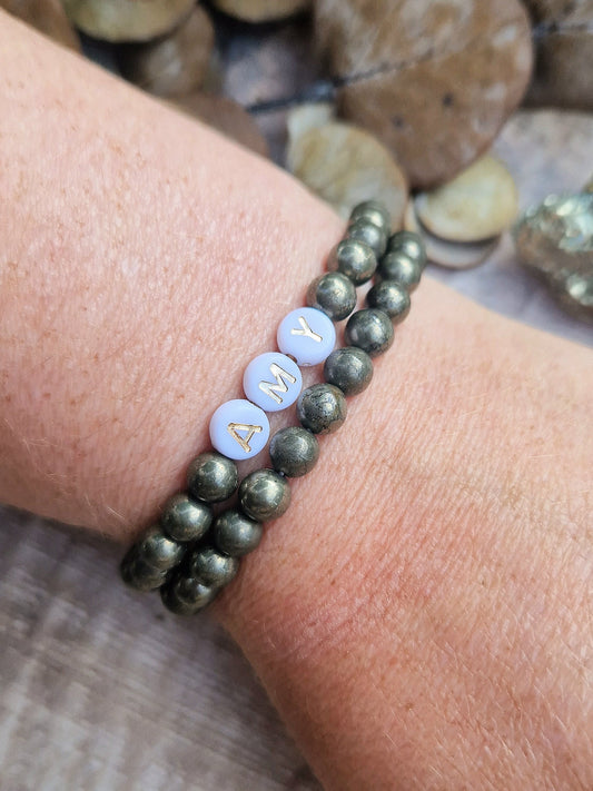 Personalised 6mm Pyrite bracelet