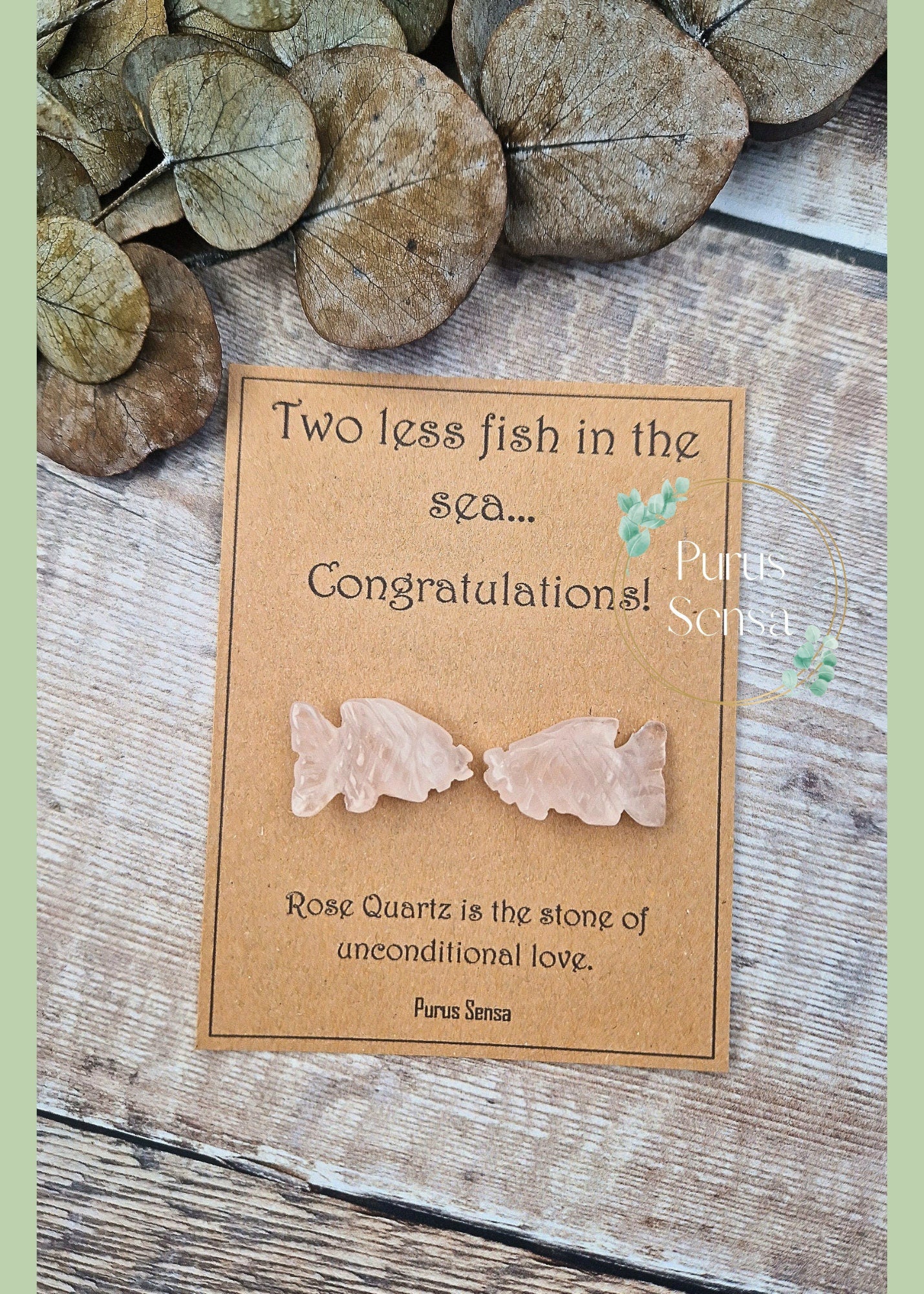 Rose quartz kissing fish crystal engagement wedding gift