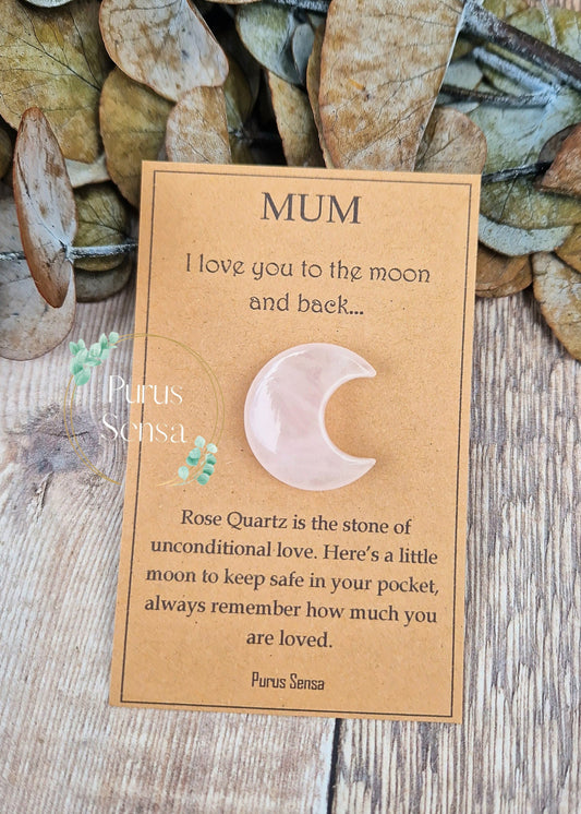 Unique cute rose quartz moon crystal gift for mum