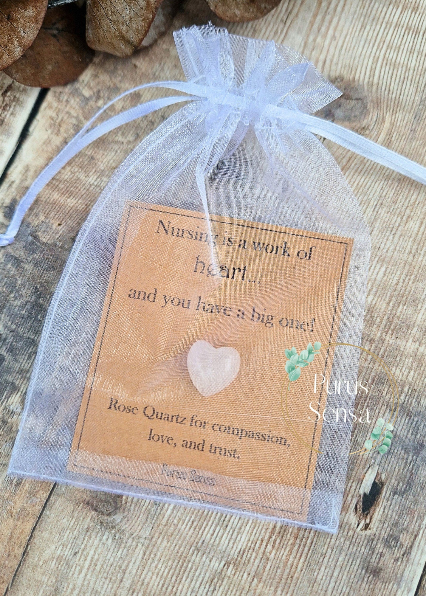 Cute Rose Quartz Heart Crystal gift for nurse.