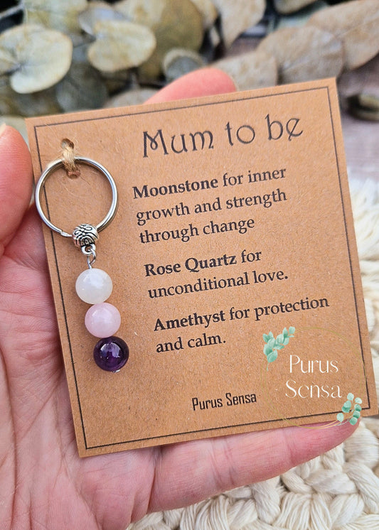 Mum to be crystal keyring personalised