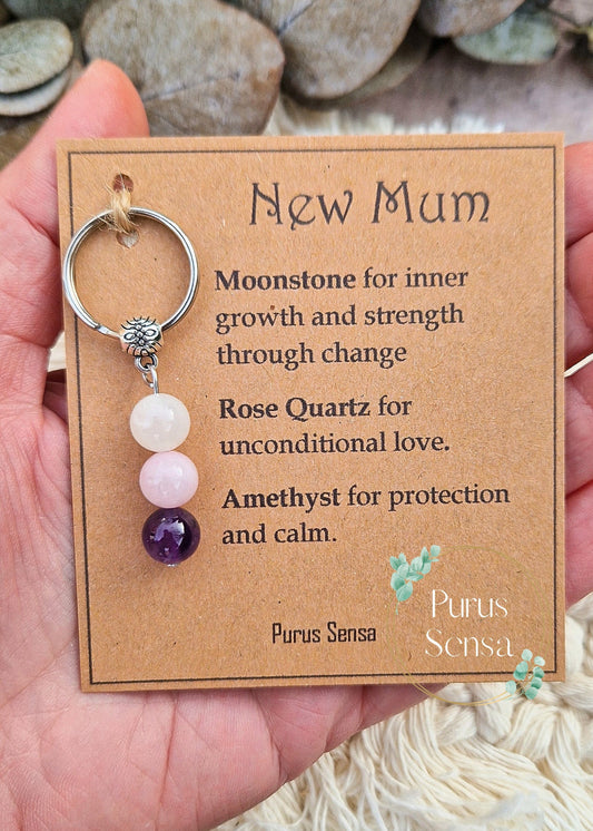 New mum crystal keyring Personalised